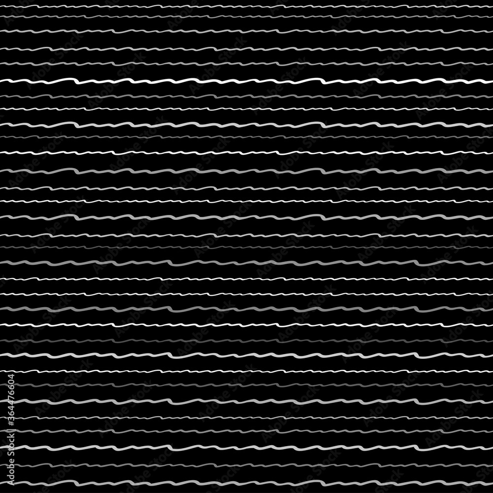 Aufkleber Seamless Texture of Horizontal lines, vector pattern of digital waves, white stripes on black background, texture design template
