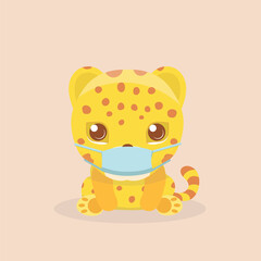 Face mask cartoon animal illustration.