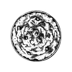 Hand drawn mashed potato illustration. Thanksgiving day family dinner menu element. Traditional potato recipe sketches. Great for packaging, label, icon, menu, recipe. 