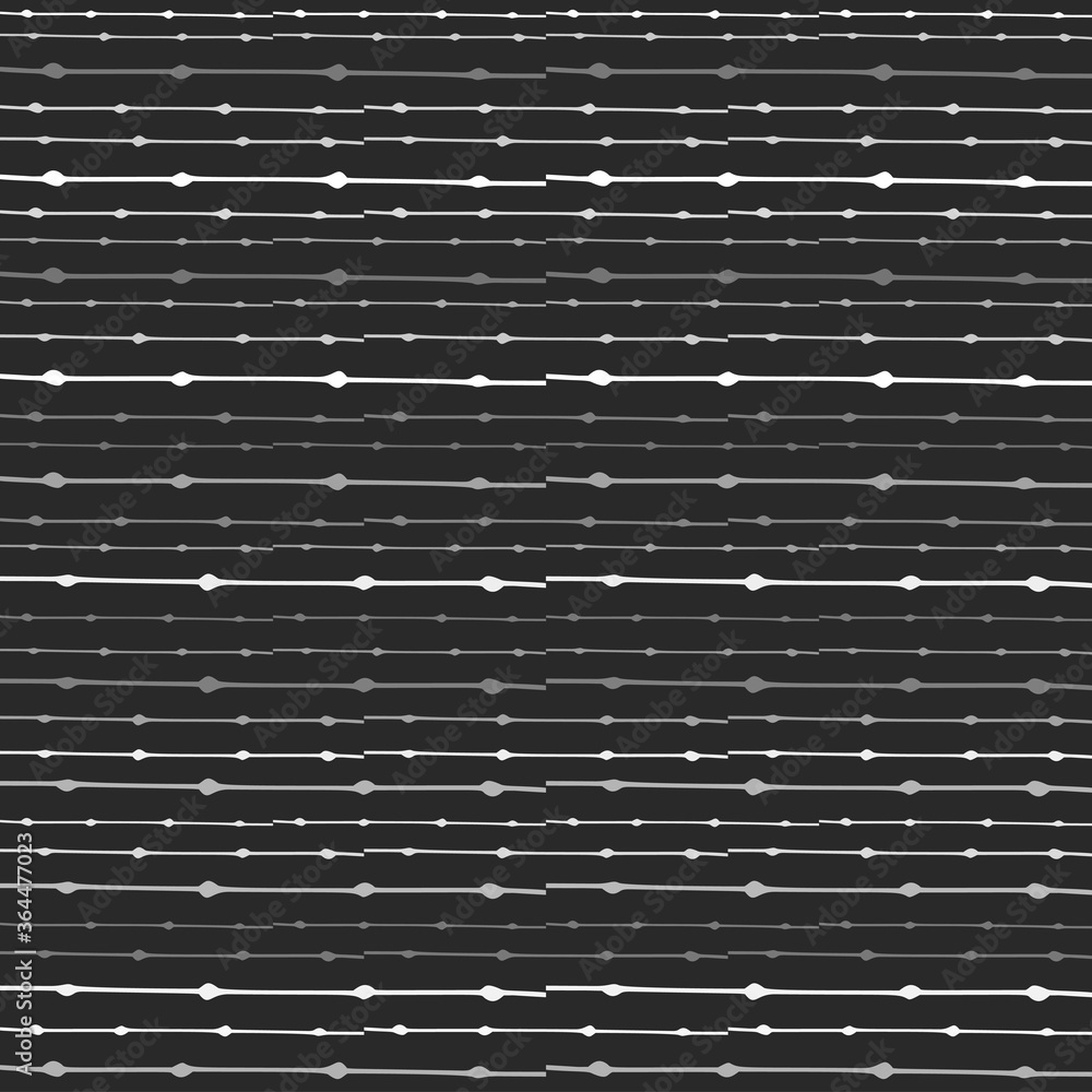 Aufkleber Seamless Texture of Horizontal lines, vector pattern of digital waves, white stripes on black background, texture design template
