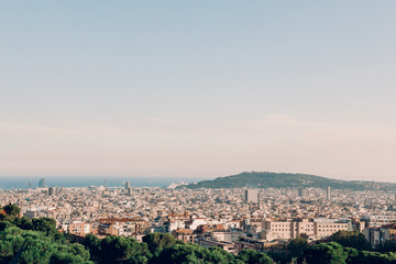Fototapeta na wymiar Big, Old European Cityscape and Skyline of Barcelona, Spain