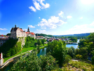Sigmaringen, Deutschland: Blick auf die Stadt an der Donau