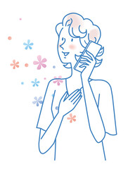 スマホ　女性　通話