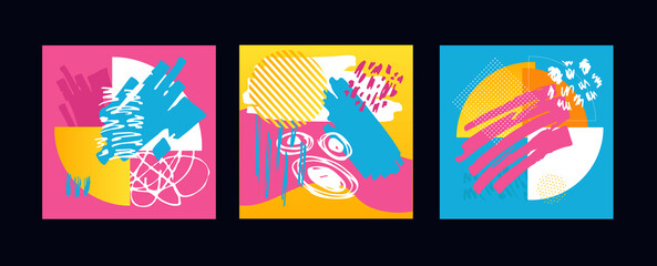 Obraz premium Abstract color template banner set. Design elements for web, art, postcard, banner, poster, t-shirt design. Abstract set brush splash art. 