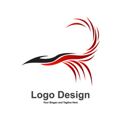 Vector logo red bird design in eps 10. Simple template and ready to use.