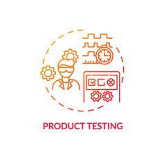 Product testing red gradient concept icon. Professional business research. Data analysis. Info check. Product management idea thin line illustration. Vector isolated outline RGB color drawing
