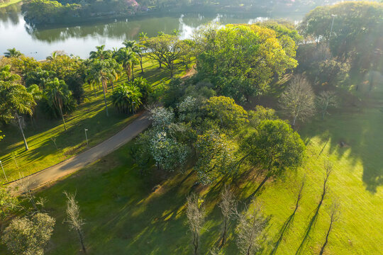 Fotos a&eacute;reas de parques em S&atilde;o Paulo, contraste da Natureza e o asfalto
