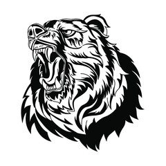 Bear Head mascot logo design Template.