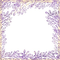 Fototapeta na wymiar Frame watercolor purple branches with leaves to decorate the celebration on a white background