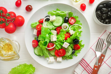 Traditional healthy and tasty greek salad