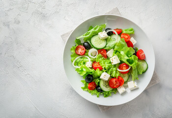 Traditional healthy and tasty greek salad