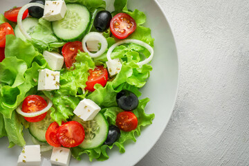 Traditional healthy and tasty greek salad
