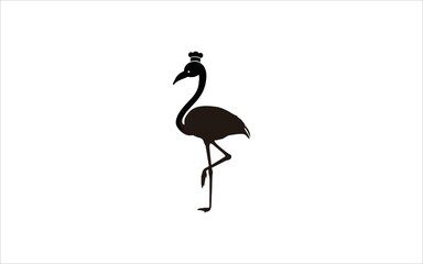 flamingo with chef hat logo symbol design