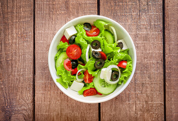 Traditional healthy and tasty greek salad