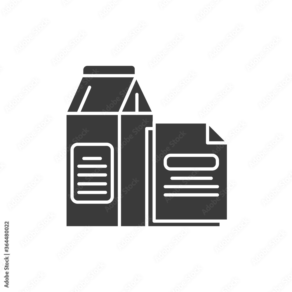 Poster paper recyclable black glyph icon. cardboard packaging and sheets of paper. waste recycling. garbage