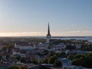 Aerial view of city Tallinn Estonia business district