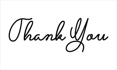 Thank You Typography Hand written Black text lettering and Calligraphy phrase isolated on the White background