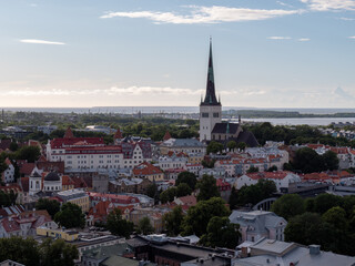 Aerial view of city Tallinn Estonia business district