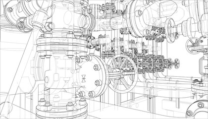 Fototapeta na wymiar Sketch of industrial equipment