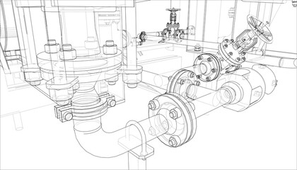 Sketch of industrial equipment