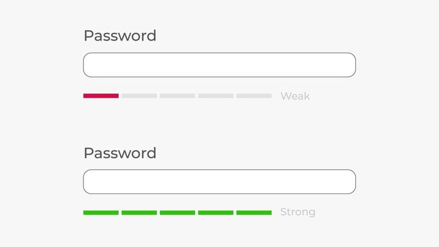 Password weak and strong template. Creation and selection of required security password.