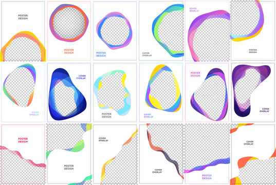 Abstract templates for A4 pages. Wavy modern style with gradient colors. Vector illustration. Cool bright wallpapers. Element for design business or gift cards, invitations,  flyers and brochures