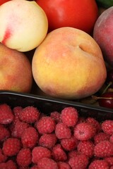 Ripe fruit and berries on the table 