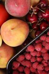 Ripe fruit and berries on the table 