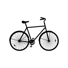 City bicycle icon isolated on white background, silhouette ecological sport transport bike. Vector illustration