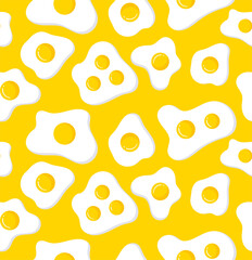 Fried eggs. Omelette. English breakfast. Modern yellow seamless pattern for creating print design, business cards, posters, flyers, web, banners, corporate identity.