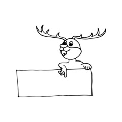 Illustration of a ready to print label featuring a cute deer. Vector illustration art. Hand drawn animals.