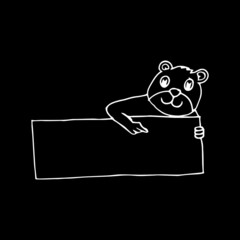 Illustration of a ready to print label featuring a cute bear. Vector illustration art. Hand drawn animals.