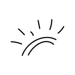 Sun Icon Vector. Doodle surise sketch.