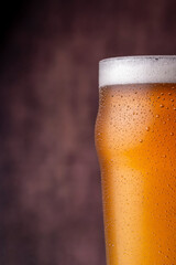 Detail of wet cold beer glass