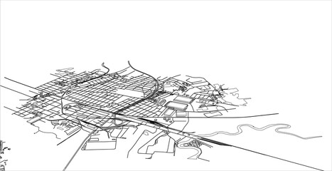 Outline city concept. Wire-frame style