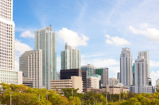 Skyline of apartment buildings at Miami, United States