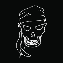 Skull pirate illustration. Isolated on black background.