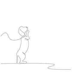 Dog continuous line drawing on white background. Beagle puppy. Vector illustration
