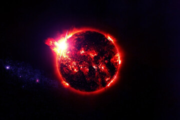 Red exoplanet in deep space. Elements of this image were furnished by NASA.