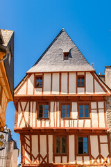 Vannes, beautiful city in Brittany, old half-timbered houses, colorful facades
