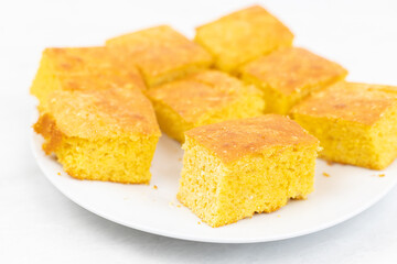 Homemade cornbread served on the plate