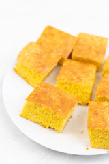 Homemade cornbread served on the plate
