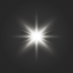 Glow light effect. Star burst with sparkles. Glow transparent vector light effect 