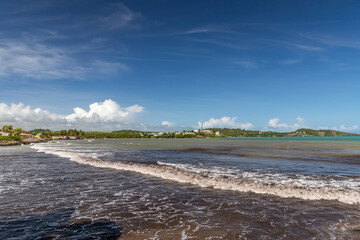 Shore line and  muddy ocean water in Vauclin, Martinique, France