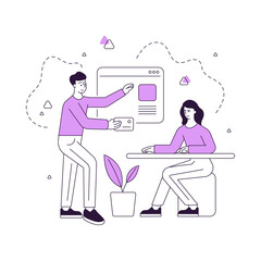 Man sharing data on website to woman