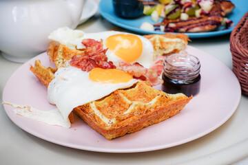 delicious Waffle with fresh cream