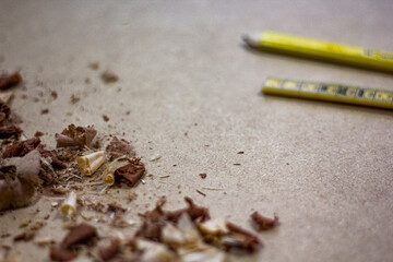 wooden board and worker tools
