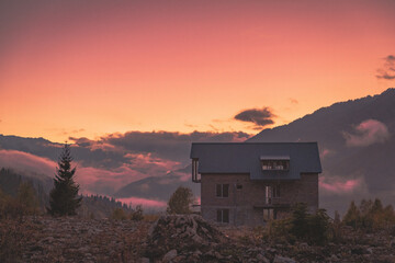 sunset in the mountains