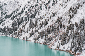 mountain lake in the winter