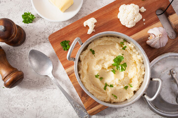 mashed cauliflower with butter. ketogenic paleo diet side dish